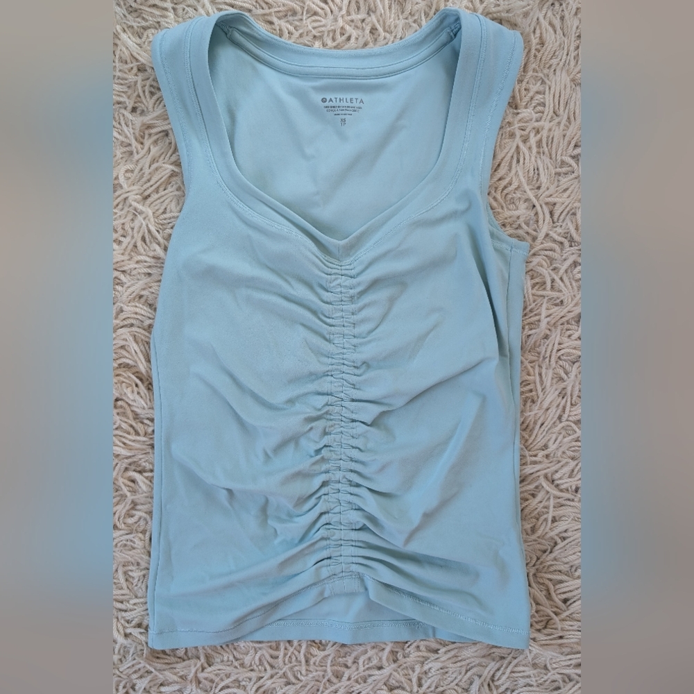 Athleta Sky Blue Ruched Tank Top